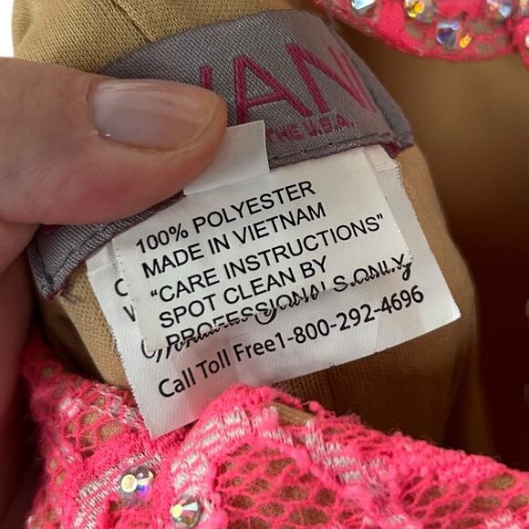 Jovani Pink Lace Halter Rhinestone Embellished Evening Gown 14 AS IS ALTERED - Picture 9 of 12